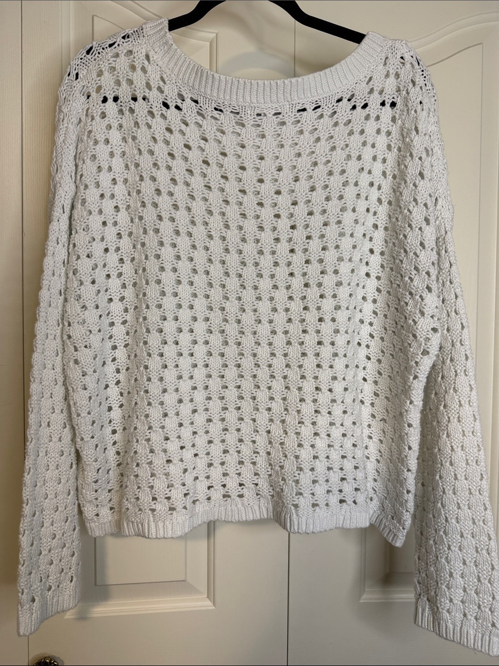 White Open-Knit Women's Sweater - Picture 4 of 4